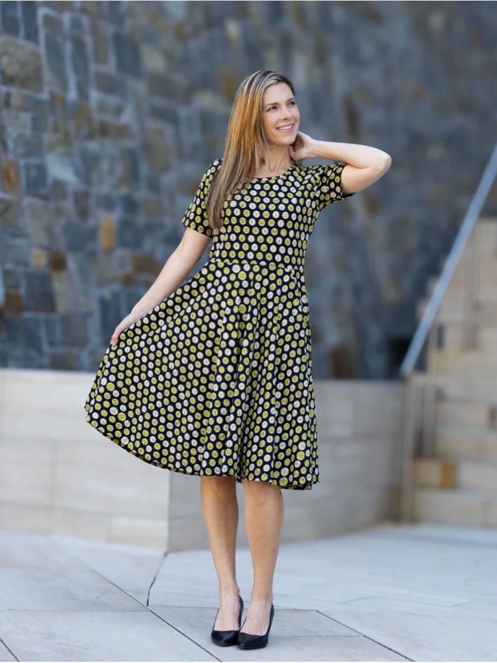 Svaha Typewriter Keys Twirl Dress sz Large